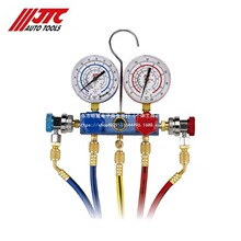 JTC汽修工具 R-134a 冷媒高低压表组 JTC1105C膜片压力表