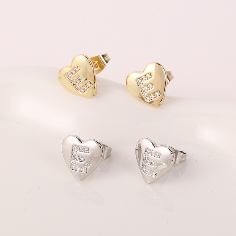 5g Weight Copper Ear Needle Material 18K Gold Plated, White Gold Plated Plating Material Rhinestones Inlay Material Ear Studs Classification 1 Pair Quantity Daily Occasion Copper Material Letter, Heart Shape Pattern Women's Gender Inlay Design Simple Style Style 1 Pair Simple Style Letter Heart Shape Inlay Copper Rhinestones 18K Gold Plated White Gold Plated Ear Studs 4