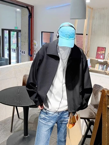 Japanese Retro Padded Jacket Men's Spring and Autumn Style Trendy Simple Casual Versatile Loose Workwear Long-Sleeve Top