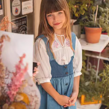 !  Children's top 24 summer lou baby girl sweet pastoral style sleeveless suspender shirt skirt suit