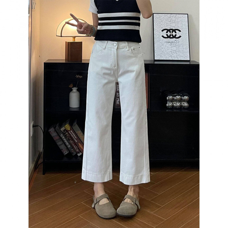Blanco nueve pantalones rectos jeans para mujeres 2026 nueva primavera pequeña gran tamaño gordo mm delgado pantalones de tubería de cigarrillo de piernas anchas image 3