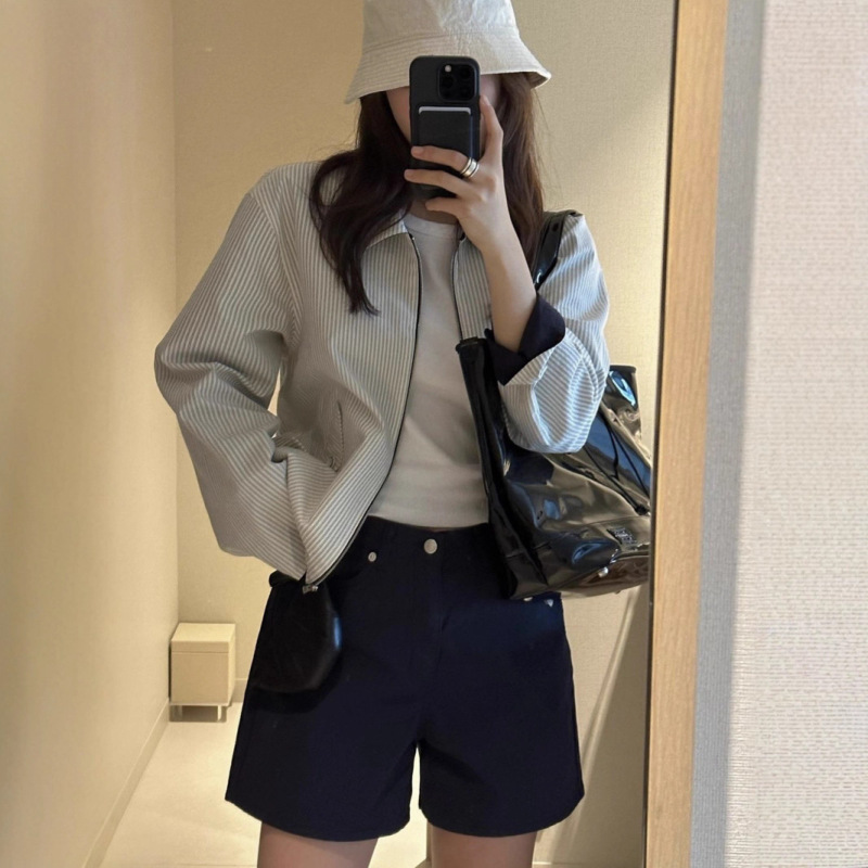 In-Stock Korean Designer Ged Reversible Casual Jacket Korean Style Women's Fashion Academy Style Jacket Same Style as He Jing