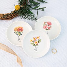 ETSY跨境亚马逊POD圆形陶瓷戒指盘首饰盘项链收纳生辰花一件定制