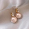 Golden earrings from pearl, light luxury style, french style, pink gold