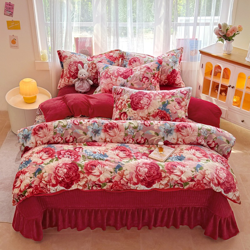 云裳-牡丹倾城红【亲肤保暖牛奶绒】