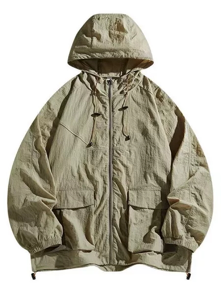 Spring Season Unisex Hooded Sun Protection Thin Windbreaker, Versatile Casual Outdoor Hiking Waterproof Sun Protection Clothing, Large Size