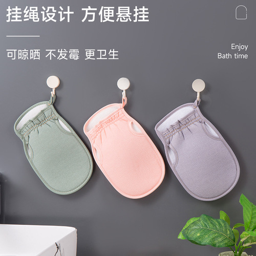Bath towel, bath artifact, household powerful mud rub for women, special painless back rub for men, gray bath towel, gloves and bath ball