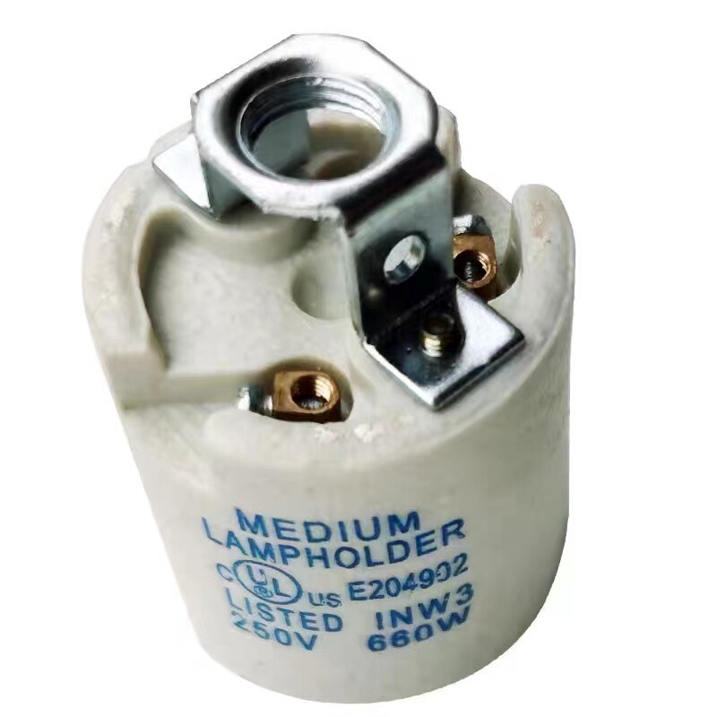 E27 Ceramic Lamp Holder High Temperature Resistant Bare Lamp Holder E26 Ceramic Various Certified Export Bracket Lamp Holder with Wire Lamp Holder