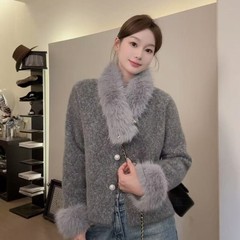 小香风中式针织开衫百搭2025新款高级感毛衣女加厚简约老钱风外套