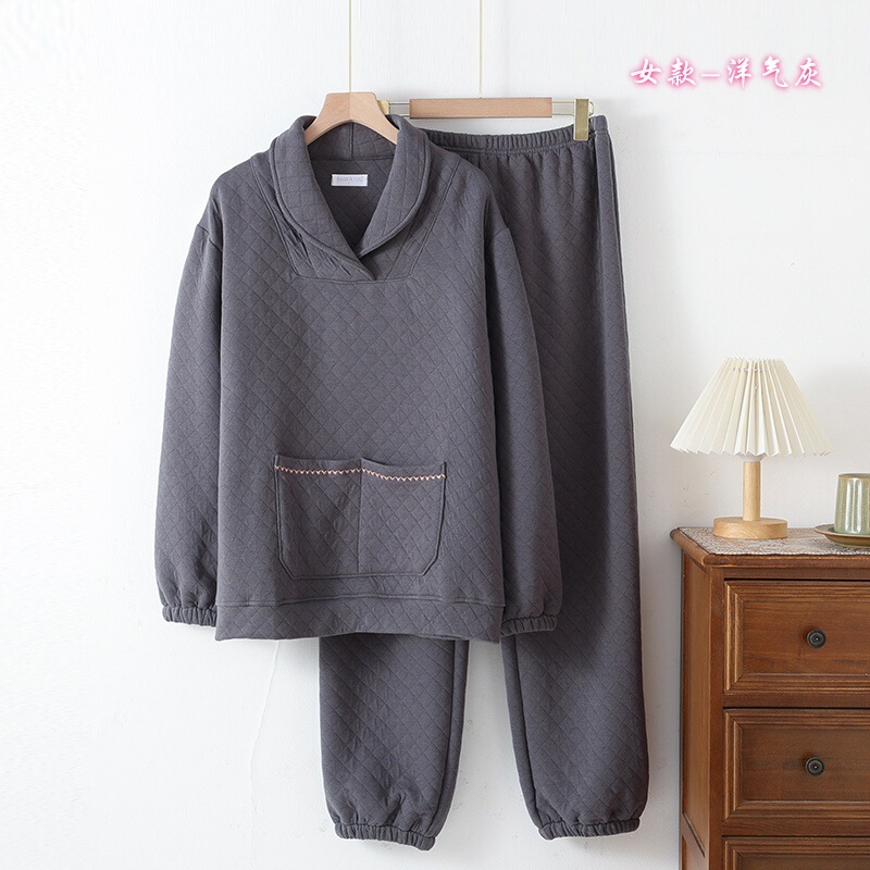 Autumn and winter men and women warm air cotton cotton pajamas suit home clothing suit sports set