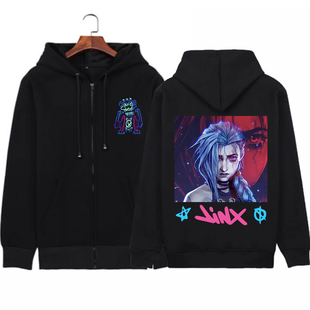 Anime Arcane-Jinx Zipper Hoodie Setwear Game Lover Sweatshir