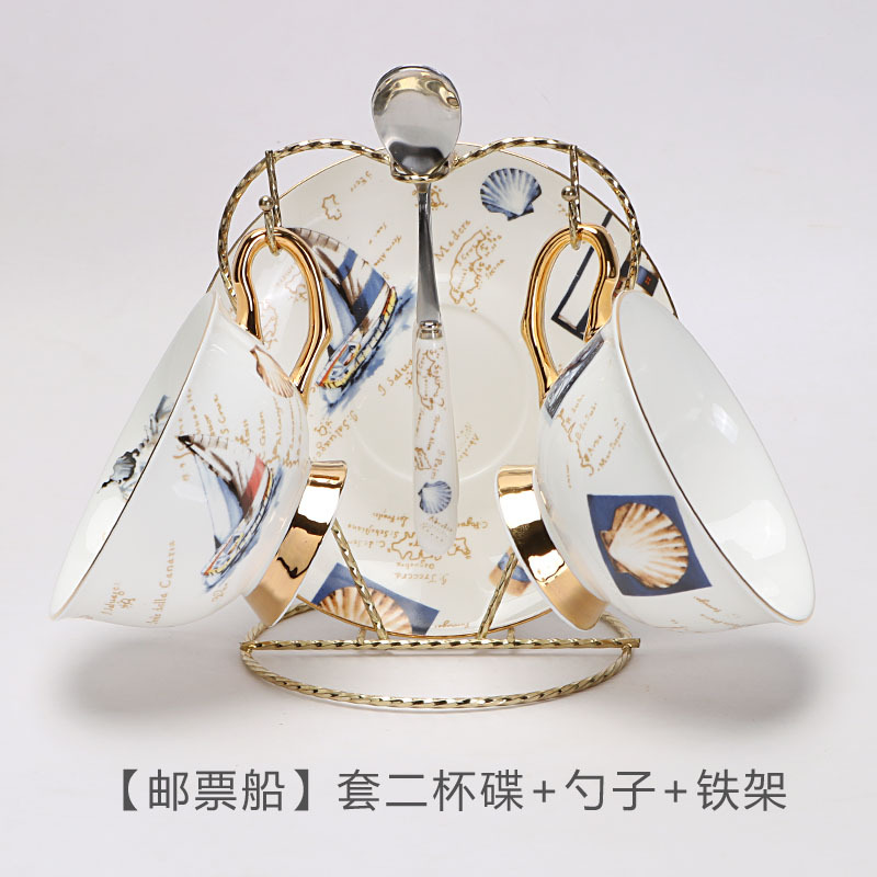 Tazas de café europeas y platos, set de té de la tarde, cerámica exquisita de alta calidad con cucharas de flores, set de tazas de té, caja de regalo