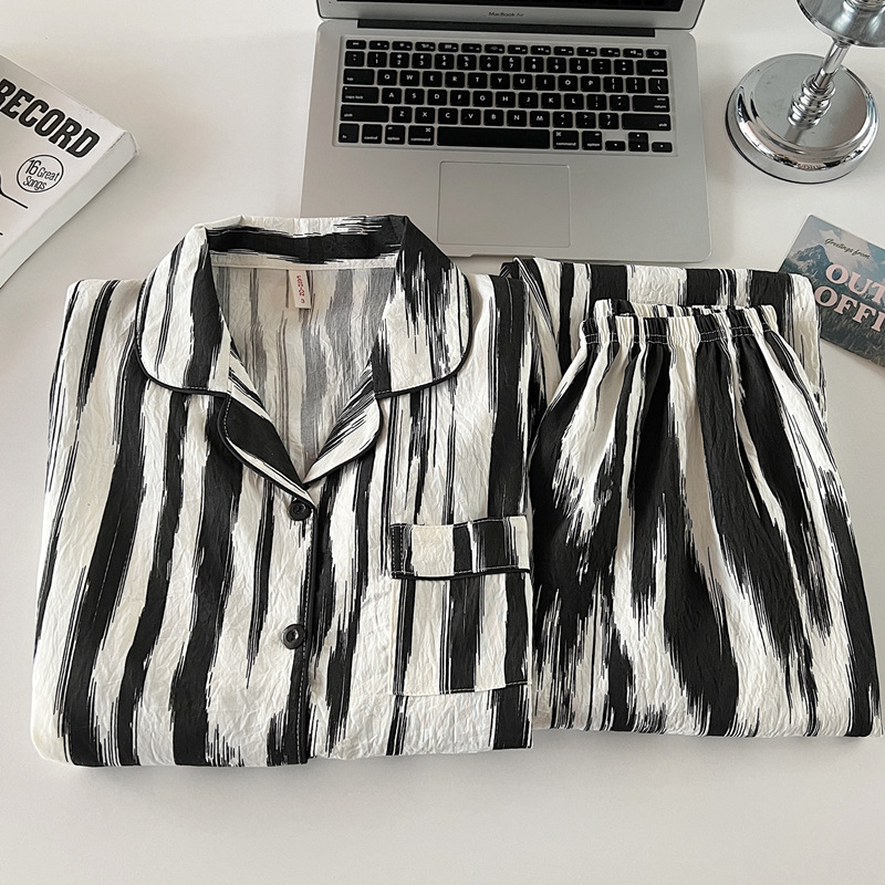 Negro Kitty nube de algodón para parejas pijamas de primavera y otoño mujeres de manga larga se puede usar ropa para el hogar de hombre verano