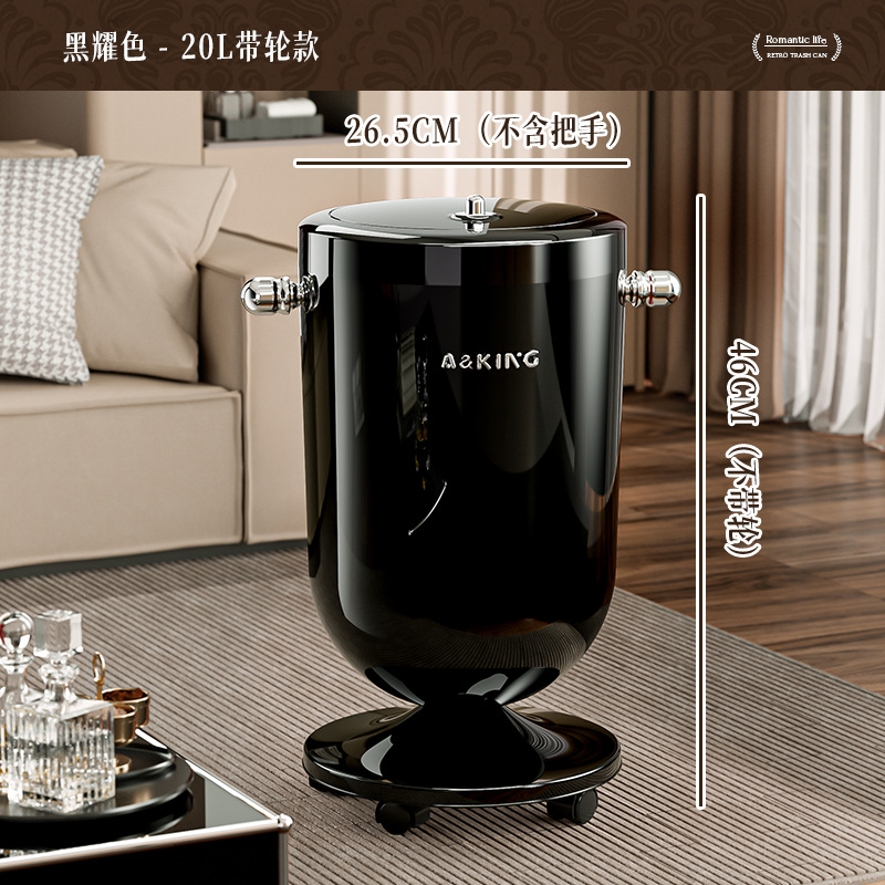 [One] Basura de sala de estar canasta de papel volante rueda de cubierta móvil engrosado doble cubo con cubierta cubo sanitario