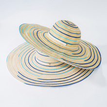 欧美设计师款超大檐草帽防晒气质纸草遮阳帽女夏季太阳帽跨境批发