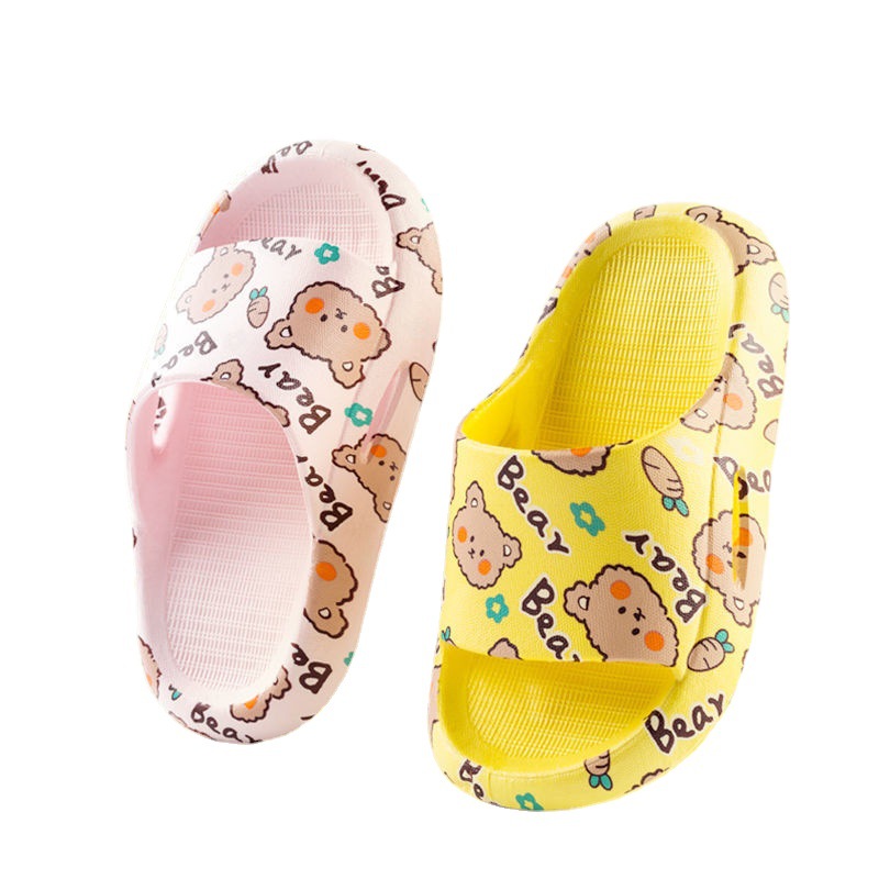Zapatillas infantiles de dibujos animados para niñas oso baño antideslizante suave fondo integrado interior hogar niños verano zapatillas frescas