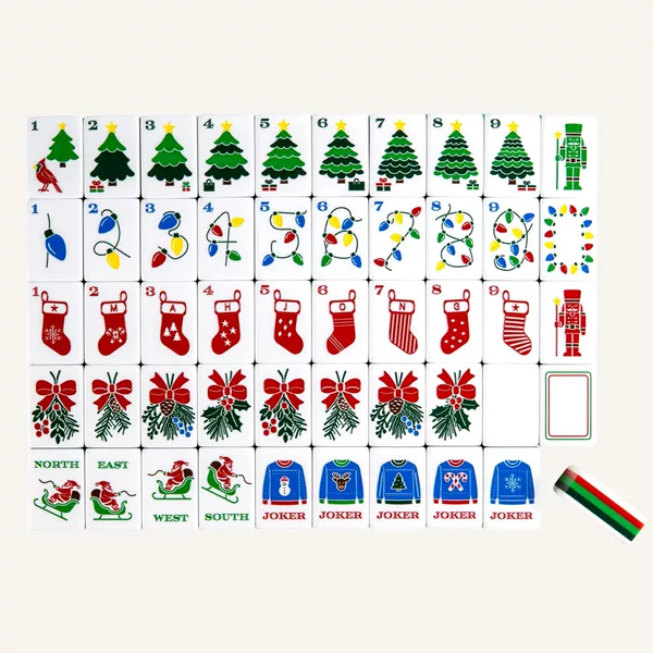 (In stock) 5-layer Christmas-themed American mahjong tiles, 4-layer, 160 pieces, luxurious acrylic tiles, eco-friendly and durable
