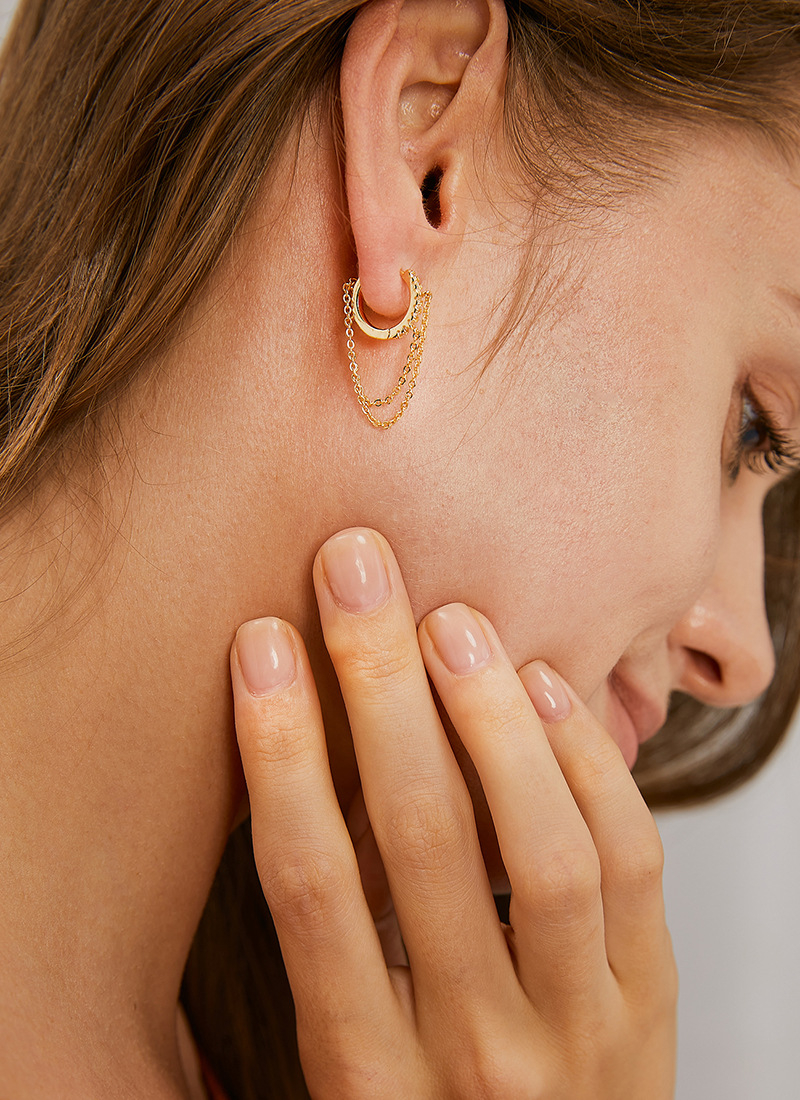 Street Occasion Copper Material 18K Gold Plated Plating Geometric Pattern 1 Pair Simple Style Geometric Copper Plating Inlay Zircon 18k Gold Plated Earrings