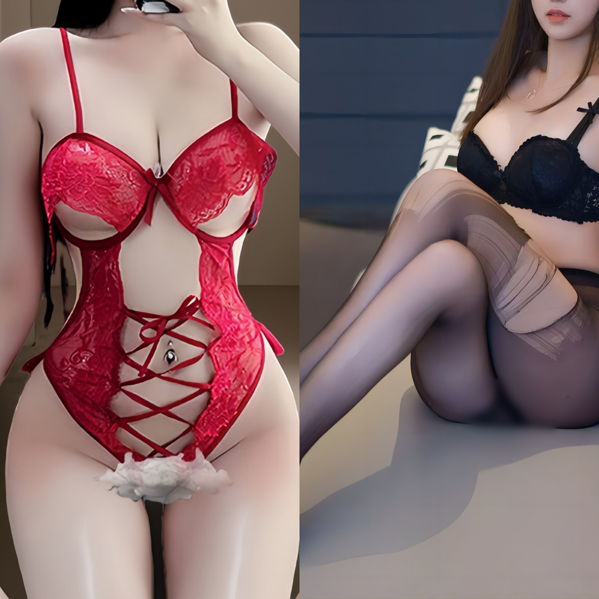버건디 + 블랙 핸드 슈레드 양말
