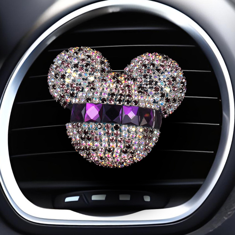 Diamante transfronterizo Mickey Head Salida de aire para automóvil Clip de fragancias Perfume para automóvil Aire acondicionado Perfume para automóvil Interior de diamantes de imitación