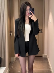 高级感百搭黑色西装外套女春秋冬新款韩版宽松休闲通勤风西服外衣