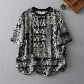 高级感复古宽松慵懒风短袖T恤女2025夏季薄款气质小衫超好看上衣