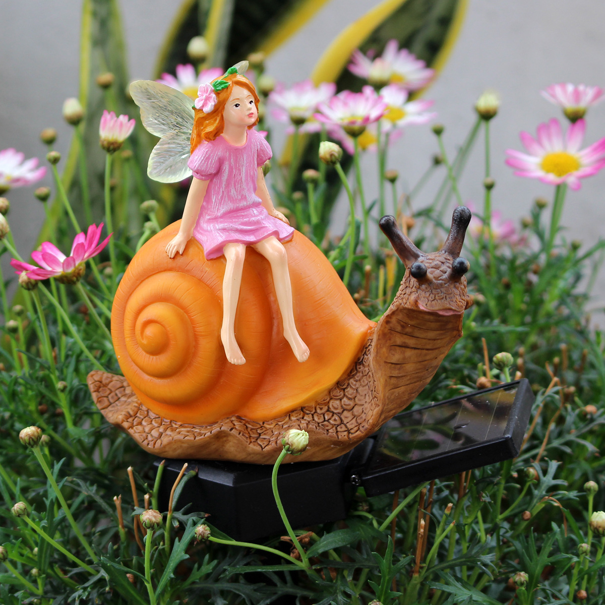  outdoor courtyard waterproof LED villa garden lawn lamp simulation snail flower fairy plug-in solar lamp