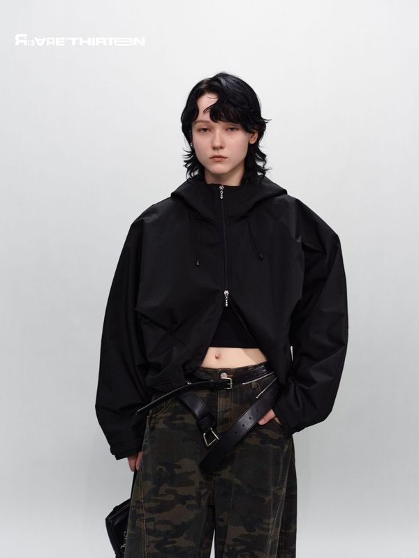 十三行R13新款夹克时髦廓形显瘦连帽高领短款风衣外套女2025AW|undefined