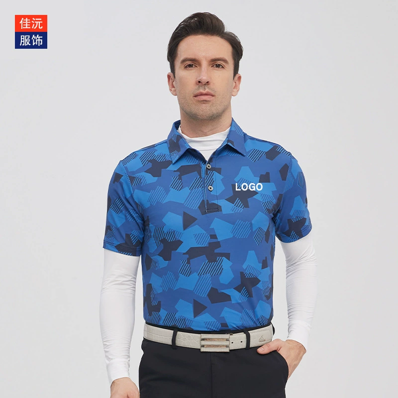 Мужская летняя поло-футболка для гольфа, эластичная, с коротким рукавом, для спорта на открытом воздухе, быстросохнущая, дышащая, с возможностью индивидуального пошива