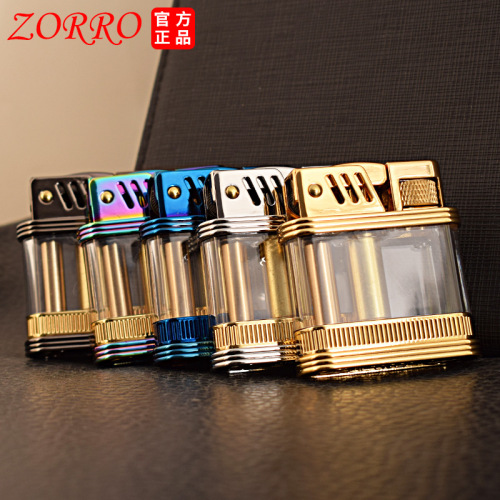 Zorro Kerosene Lighter Z716 Winter Light Transparent Ejection Transparent Chamber Men's Lighter Gift Wholesale