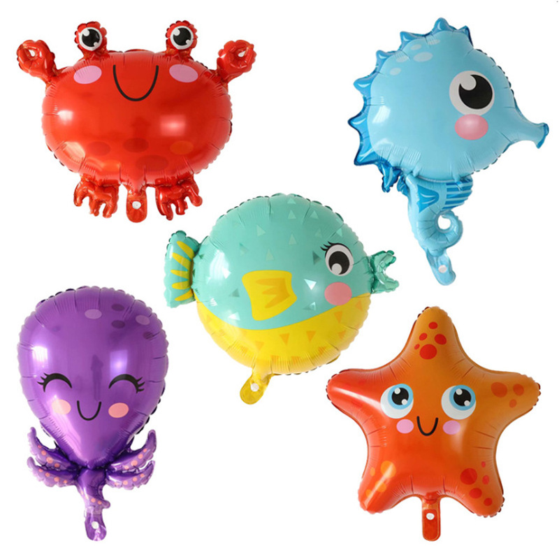 Q version of marine animal cartoon aluminum film balloon crab seahorse octopus puffer starfish party layout balloon wholesale Q version of marine animal cartoon aluminum film balloon crab seahorse octopus puffer starfish party layout balloon wholesale