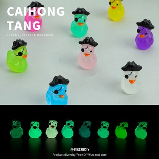 Creative Three-Dimensional Resin Pirate Luminous Duck Ornaments DIY Creative Cartoon Style Special Duck Mixed Wholesale