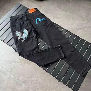 2025 Fujia Eagle Embroidered Jeans Trendy Men's Fashionable Handsome Light Luxury Internet Popular Same Style Straight Leg Pants Japanese Style