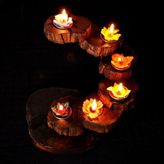 Thailand Rotating Pomelo Wood Candle Stand Home Decor Craft Creative Step-Up Dining Room Hotel Serving Tray Accessory