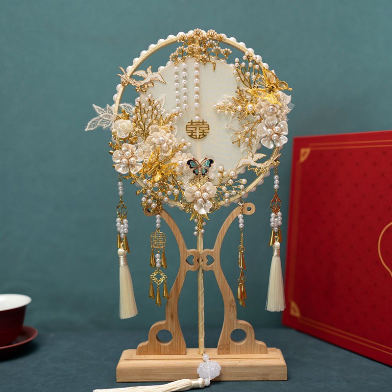 新娘团扇结婚材料包闺蜜古风喜扇出嫁diy扇婚礼团扇婚扇 送人