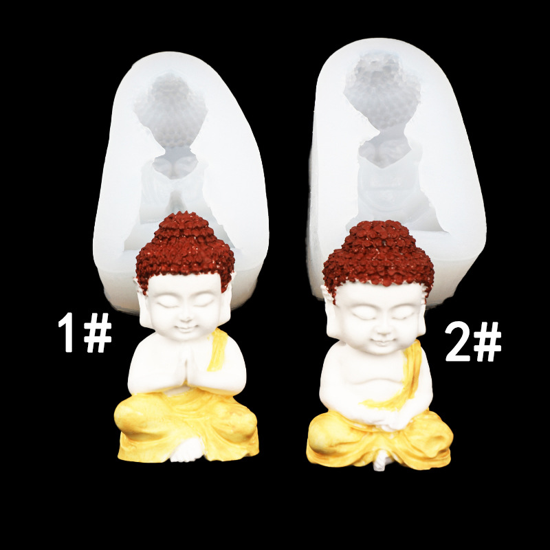 Q versión Buda molde de silicona artesanía Buda aromaterapia vela yeso decoración del coche adornos