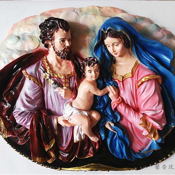 Transfronterizo 35 * 48cm Sagrada Familia tres colgantes mira la luz personaje iglesia regalo de la familia sala de estar artesanía 40 - 50