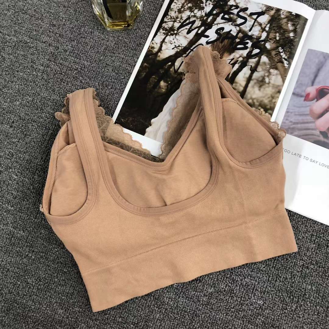 Nuevo encaje sin costuras espalda envuelta en el pecho ropa interior inalámbrica camisola sexy ropa interior de mujer base anti-exposición