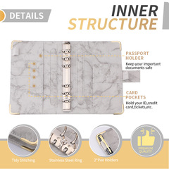 Cross-border A6 binder budget notebook marble notebook leather PU binder cash budget card hand ledger