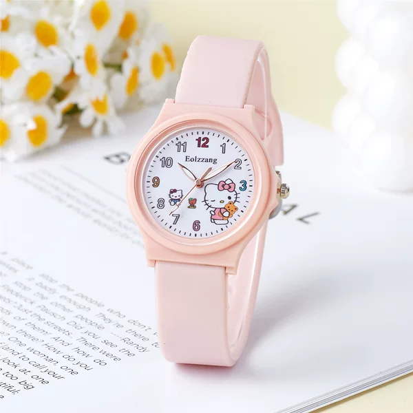 Silicone Strap Milk Sweet Style Children's Elementary School Student Watch for Girls, Trendy High-Value Junior High School Students, Niche Cute Design
