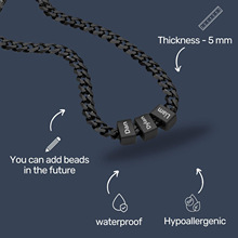 Etsy热卖新款跨境不锈钢男士刻字项链欧美风个性粗链情侣礼物饰品