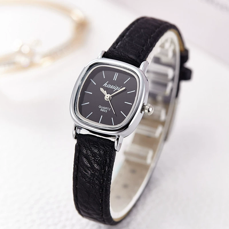 Watch Kasiqi Small Square Quartz, leather-style strap, 2.2 cm dial