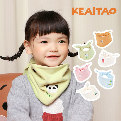Children's neck warm autumn and winter velvet warm windproof neck scarf multifunctional neck protector outdoor scarf embroidered Class A headscarf