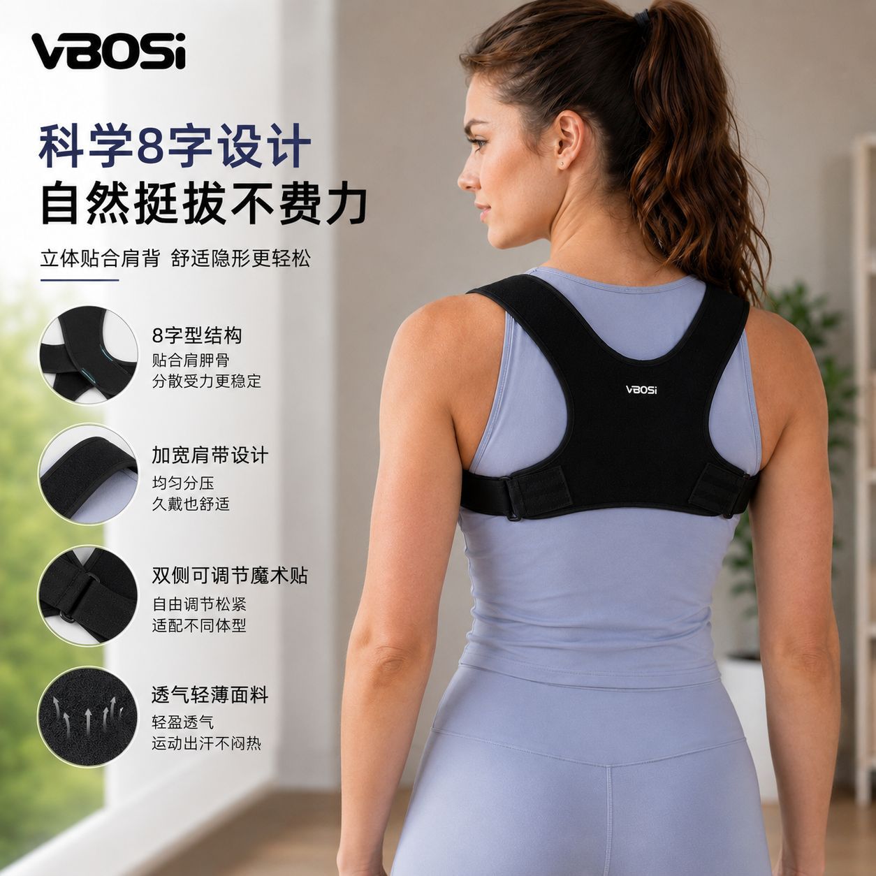 Posture Correction Belt for Men and Women, Cross-Back Fixed Belt, Shoulder Opening and Straightening Belt, Anti-Hunchback Posture Correction Belt, Cross-Border Factory Wholesale in Stock