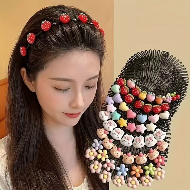 Cross-border hair tidying tool, children's spring clip for the back of the head, cute hair accessory for girls, extended version of the hair comb