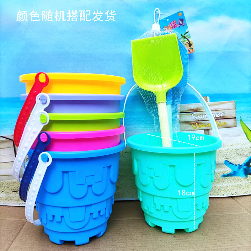 Juguetes de playa para niños al por mayor pala y set de barril castillo caricatura barril costera herramientas de excavación de arena parques puestos