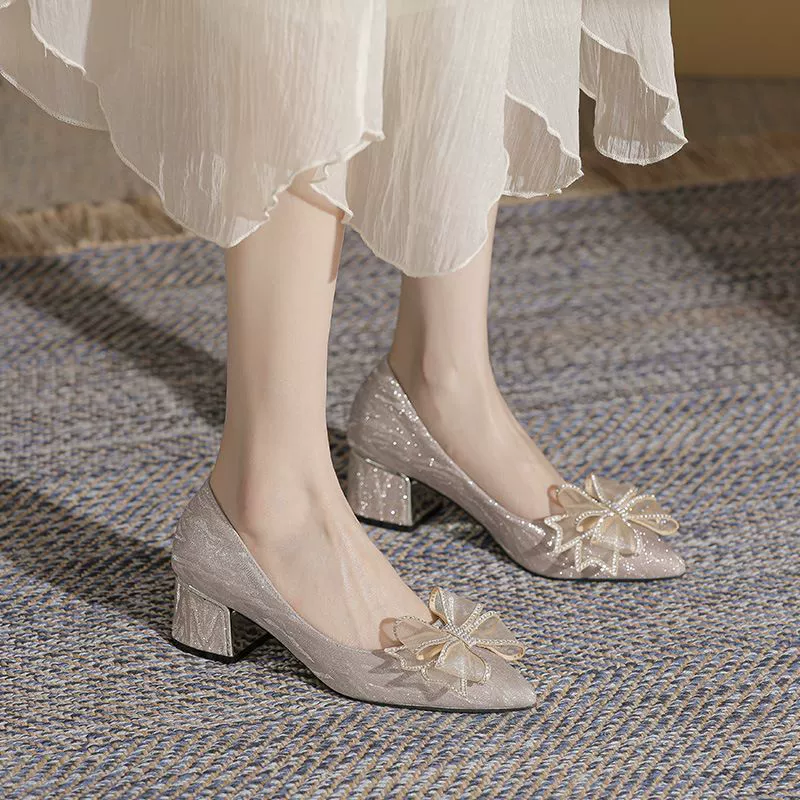 Толстый мм толстый каблук на высоком каблуке большого размера свадебные туфли подружки невесты тонкие тост