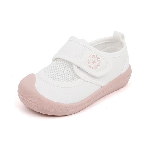 Spring and Summer Children's Breathable Mesh Canvas Shoes for Kindergarten Indoor White Sneakers for Boys and Girls 2-7 Years Old