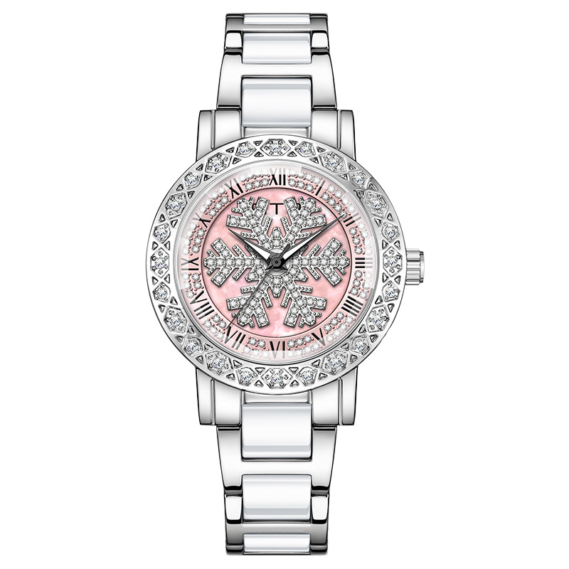 ATQ女士手表轻奢满钻麦芒小众转动表盘腕表防水仿陶瓷带石英女表