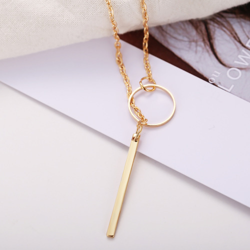 Punk fashion accessories minimalist metal loop short length necklace choker women clavicle chain pendant